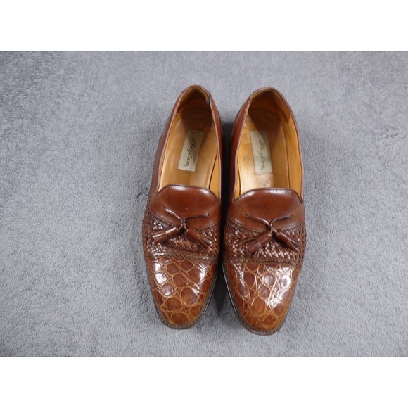 Mezlan Carmel Mens Brown Woven Alligator Tassel Loafers Shoes 29480 Size 10 M main image 5